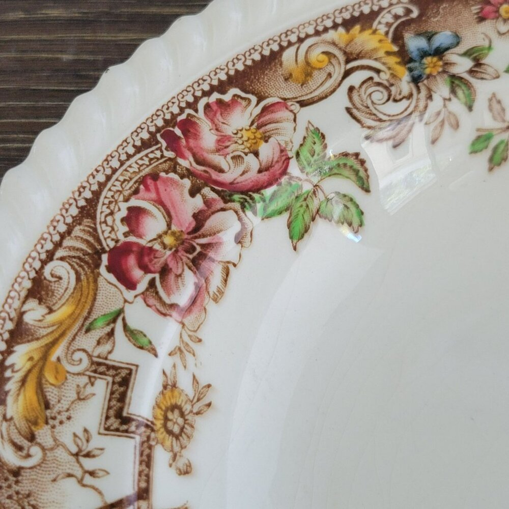 Vintage Johnson Bros Devonshire Soup Bowl Set Of 2, Old English Floral & Bird - Picture 12 of 14